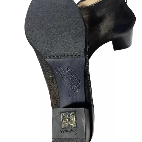 Homers NEW Women’s Boots Booties Ankle Metallic Leather Black Heel Size 43 - Picture 3 of 8